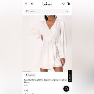 Lulu's Sequin White Long Sleeve Dress
